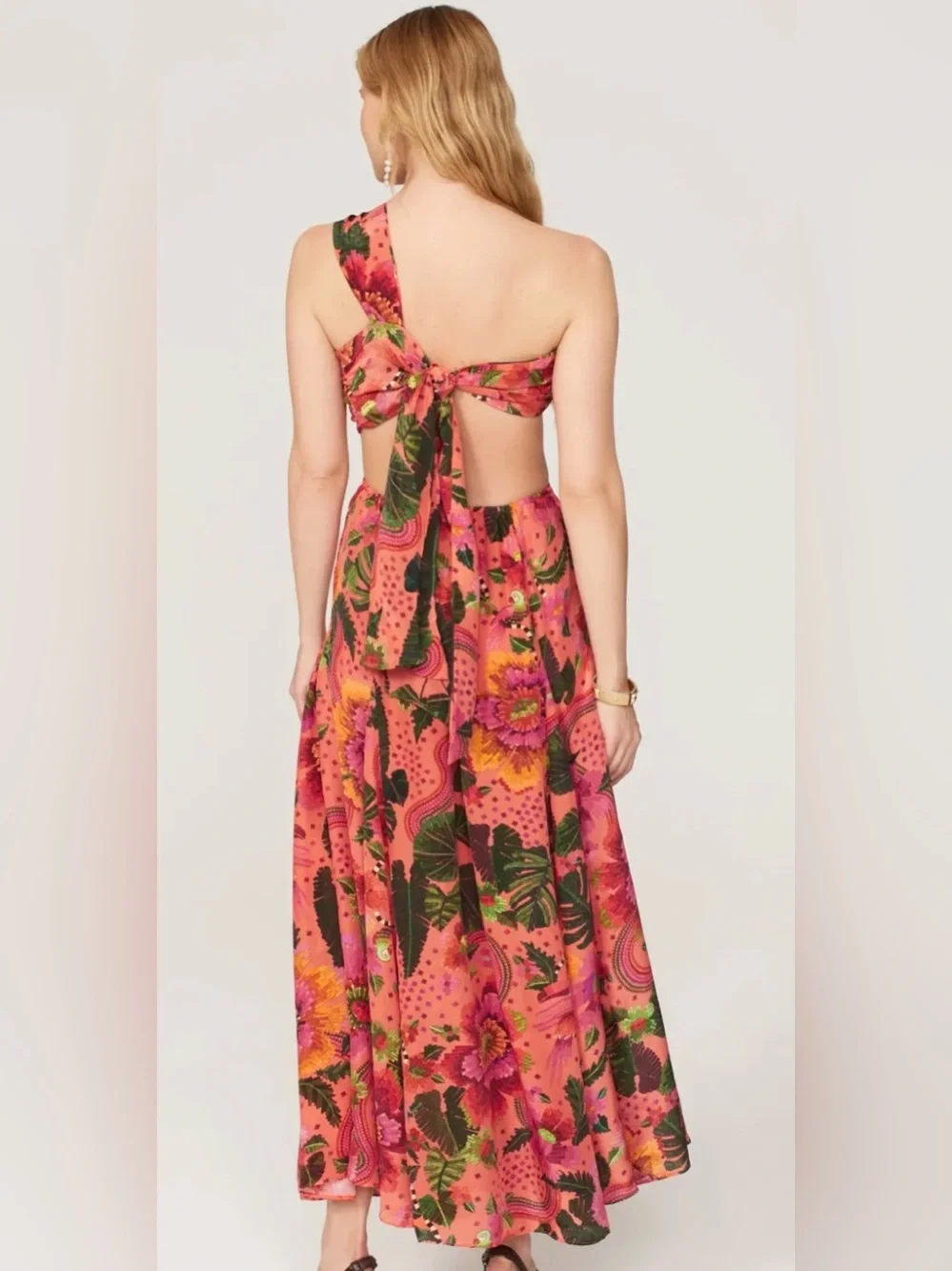 Farm Rio Blooming Garden One Shoulder Maxi Dress Size Medium - Picture 2 of 10
